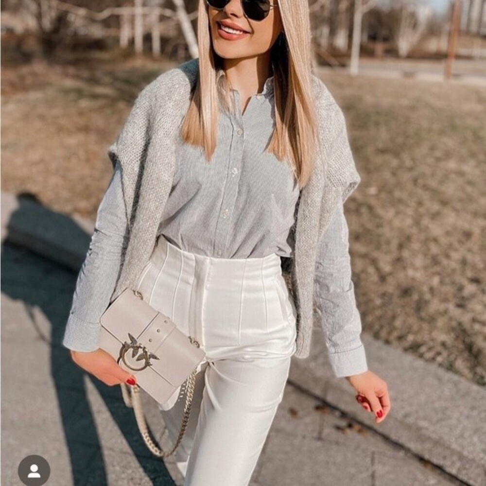Zara Cream High-Waist Skinny Pants - Picture 14 of 16